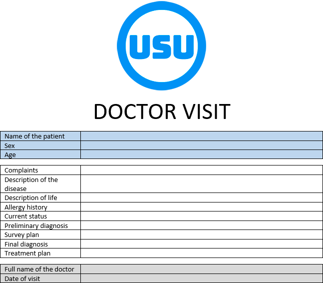 formularz wizyty lekarskiej