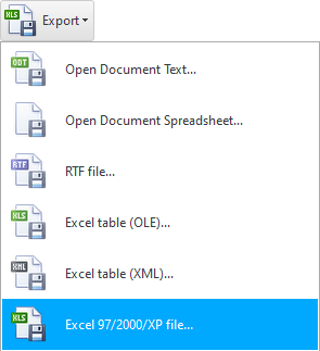 Export sestavy do Excelu