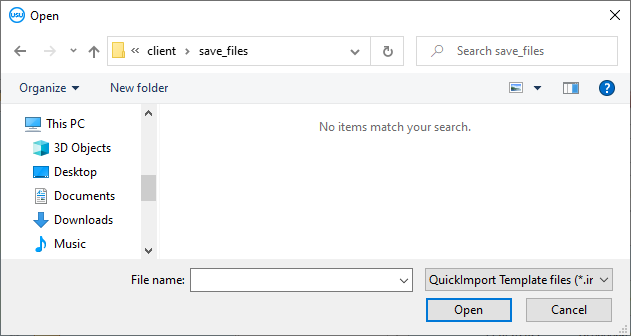 File name for import settings