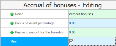Glavna vrsta bonusa