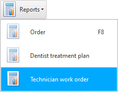 Meny. Beställningsblankett för tandtekniker