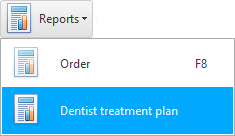 Menu. Raport. Plan leczenia stomatologicznego