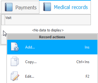 Adding information to a patient's medical record