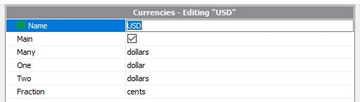 Currency setting