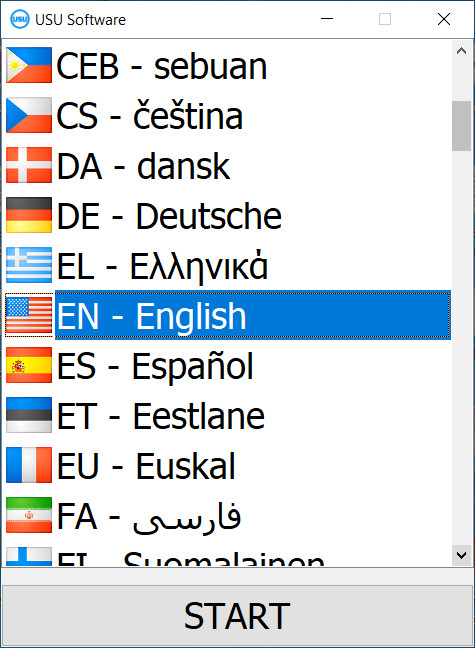 When starting the program, you can select the language.
