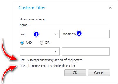 Gamit ang maliit na window ng mga setting ng filter