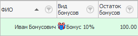 Сумма начисленных бонусов клиенту