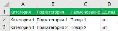 Поля в файле для импорта