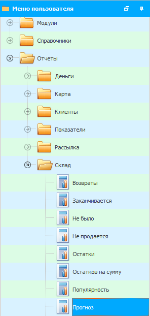 Меню. Прогноз