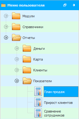Меню. План продаж